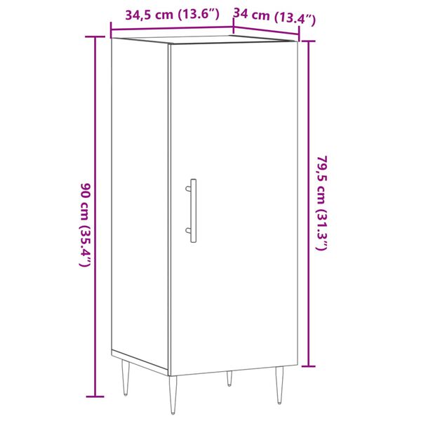 vidaXL Ντουλάπι Αρτισιανή Δρυς 34,5 x 34 x 90 εκ. Επεξεργασμένο Ξύλο