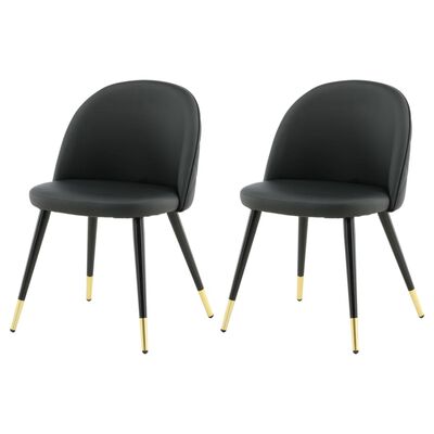 Venture Home Καρέκλες Τραπεζαρίας 2 τεμ. Μαύρο/Μπρούντζος Όψη Δέρματος