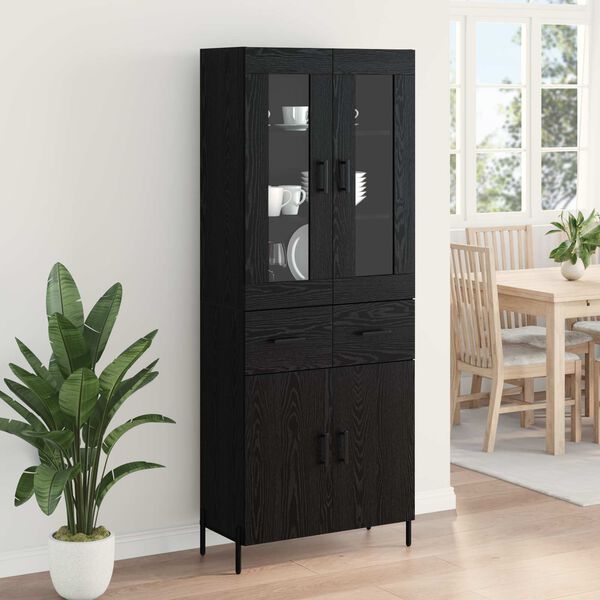 vidaXL Highboard Μαύρη Οξυά 69,5 x 34 x 180 εκ. Επεξεργασμένο ξύλο
