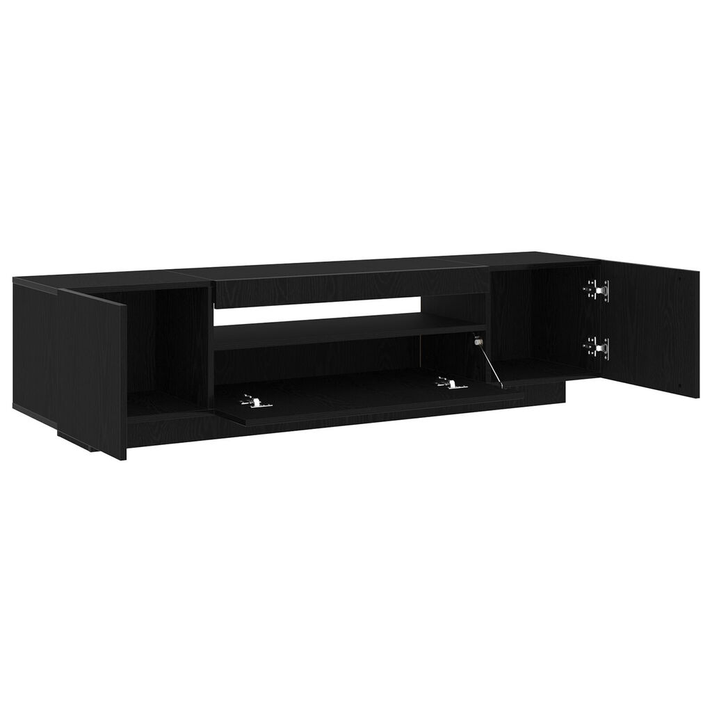 vidaXL Κάδος τηλεόρασης με LED φώτα, Μαύρο Δρυς, 160x35x40 εκ., από επεξεργασμένο ξύλο