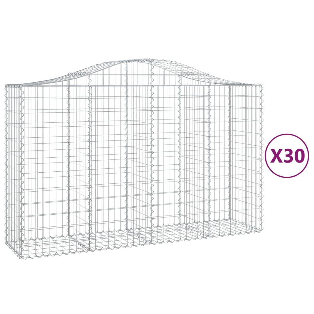 vidaXL Συρματοκιβώτια Τοξωτά 30 τεμ. 200x50x120/140 εκ. Γαλβαν. Ατσάλι