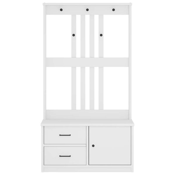 vidaXL Δέντρο χωλ SANDNES Λευκό 87x40x159,5 εκ. Πεύκο μασίφ ξύλο