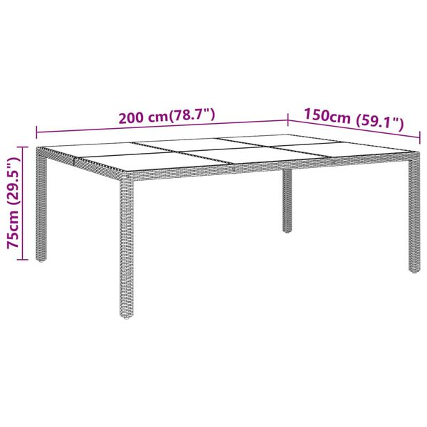vidaXL Τραπέζι Κήπου Μπεζ 200x150x75 εκ. Ψημένο Γυαλί/Συνθετικό Ρατάν