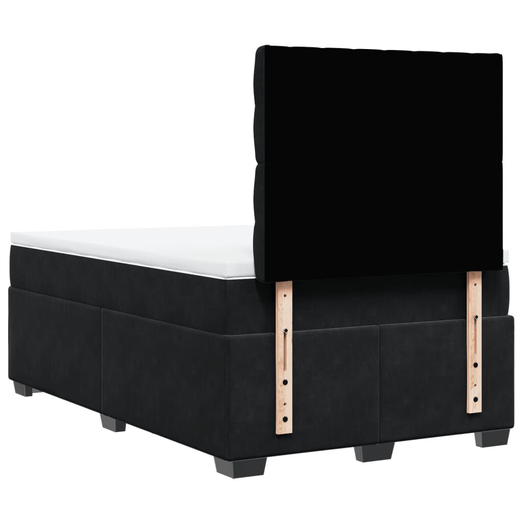 vidaXL Κρεβάτι Boxspring με Στρώμα Μαύρο 120x190 εκ. Βελούδινο