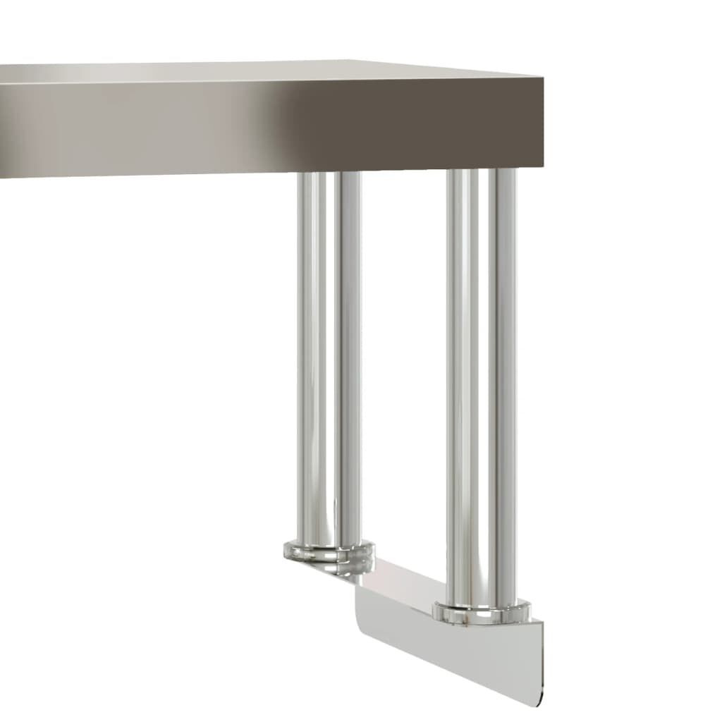 vidaXL Πάγκος Εργασίας Κουζίνας με Ράφι 110x55x120 εκ. Ανοξείδ. Ατσάλι