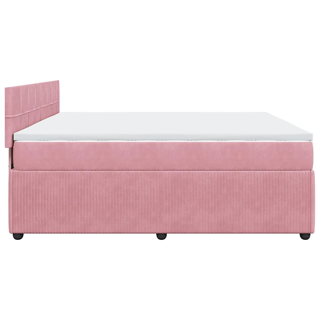 vidaXL Κρεβάτι Boxspring με Στρώμα Ροζ 180x200 εκ. Βελούδινο