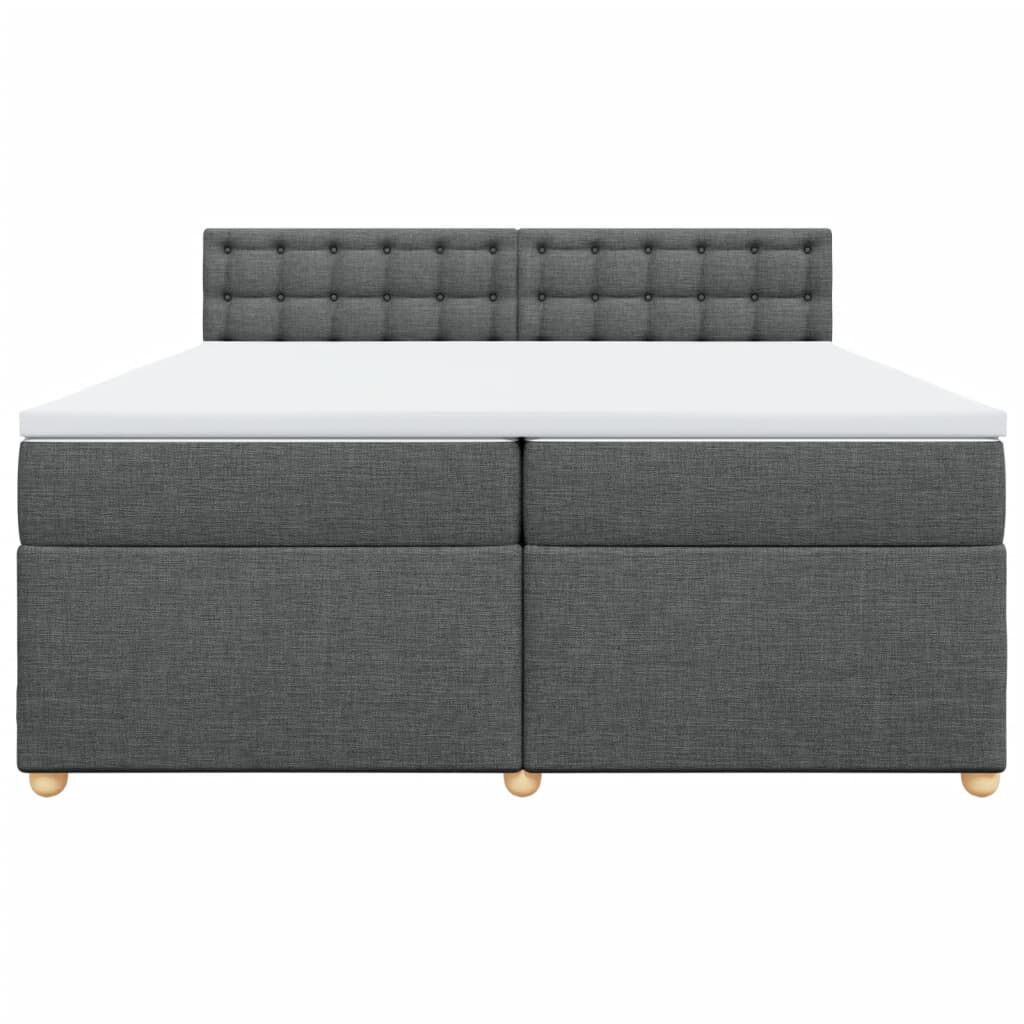 vidaXL Κρεβάτι Boxspring με Στρώμα Σκούρο Γκρι 200x200 εκ. Υφασμάτινο