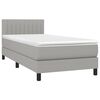 vidaXL Κρεβάτι Boxspring με Στρώμα Ανοιχτό Γκρι 100x200 εκ. Υφασμάτινο