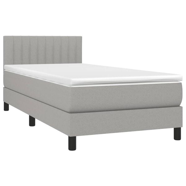 vidaXL Κρεβάτι Boxspring με Στρώμα Ανοιχτό Γκρι 100x200 εκ. Υφασμάτινο