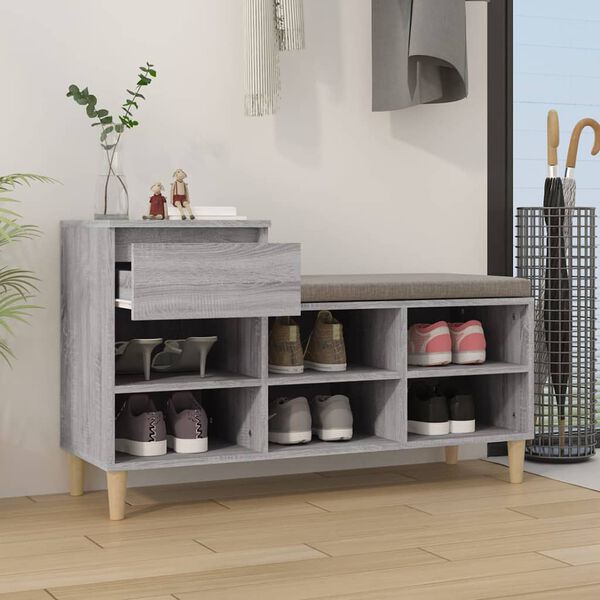 vidaXL Παπουτσοθήκη Γκρι Sonoma 102x36x60 εκ. από Επεξεργασμένο Ξύλο