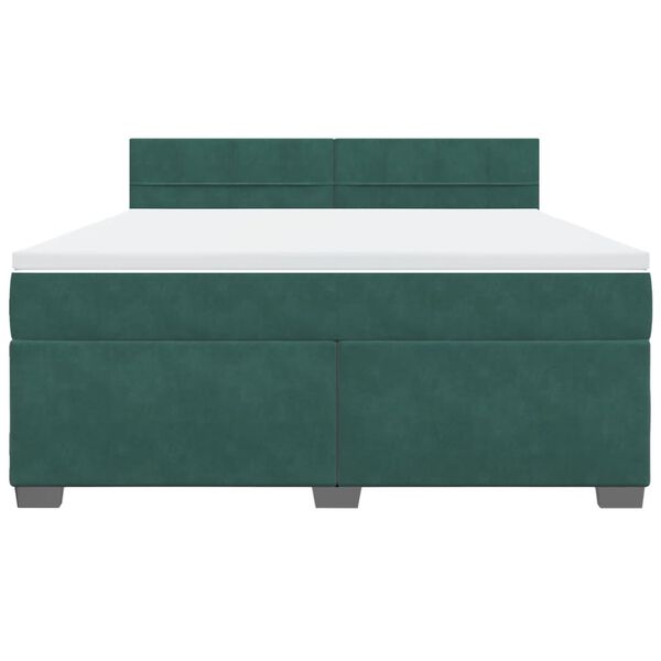 vidaXL Κρεβάτι Boxspring με Στρώμα Σκούρο Πράσινο 180x200εκ. Βελούδινο
