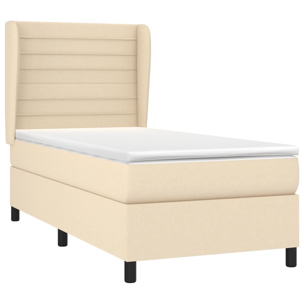 vidaXL Κρεβάτι Boxspring με Στρώμα Κρεμ 100 x 200 εκ. Υφασμάτινο