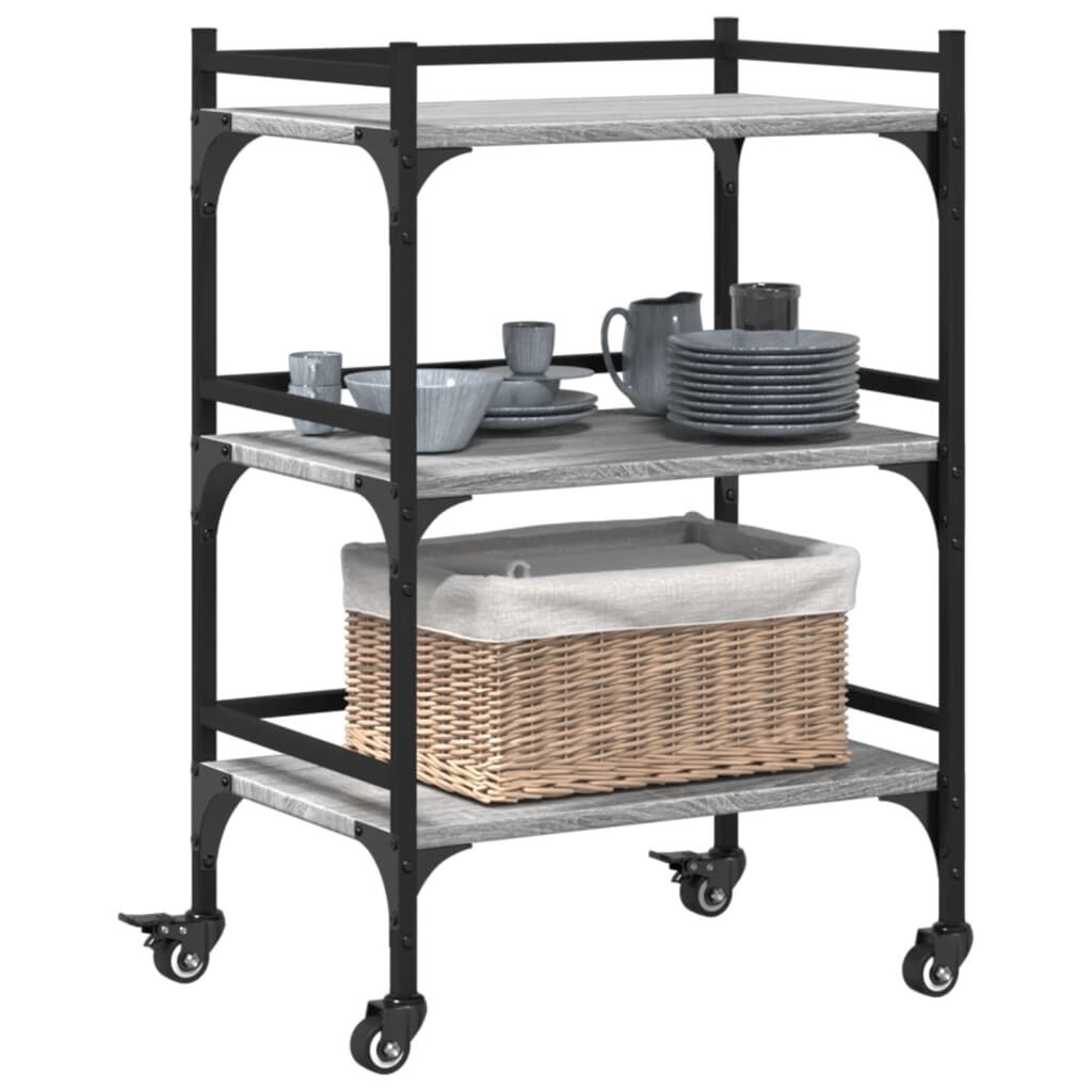 vidaXL Τρόλεϊ Κουζίνας Sonoma Γκρι 50x35x75,5 εκ. Επεξεργασμένο Ξύλο