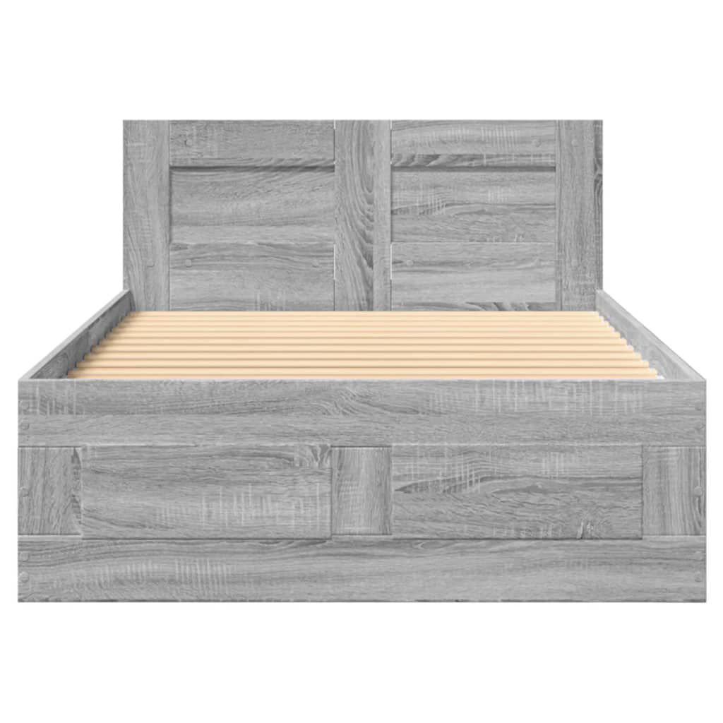 vidaXL Πλαίσιο Κρεβατιού με Κεφαλάρι Γκρι Sonoma 90x200 εκ. Επεξ. Ξύλο