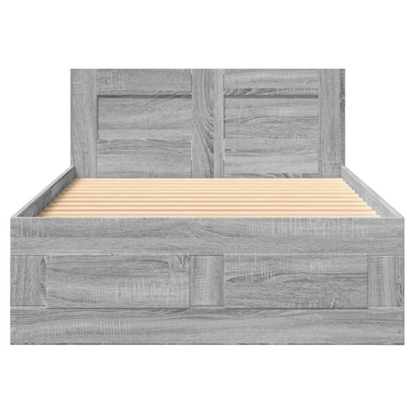 vidaXL Πλαίσιο Κρεβατιού με Κεφαλάρι Γκρι Sonoma 90x200 εκ. Επεξ. Ξύλο