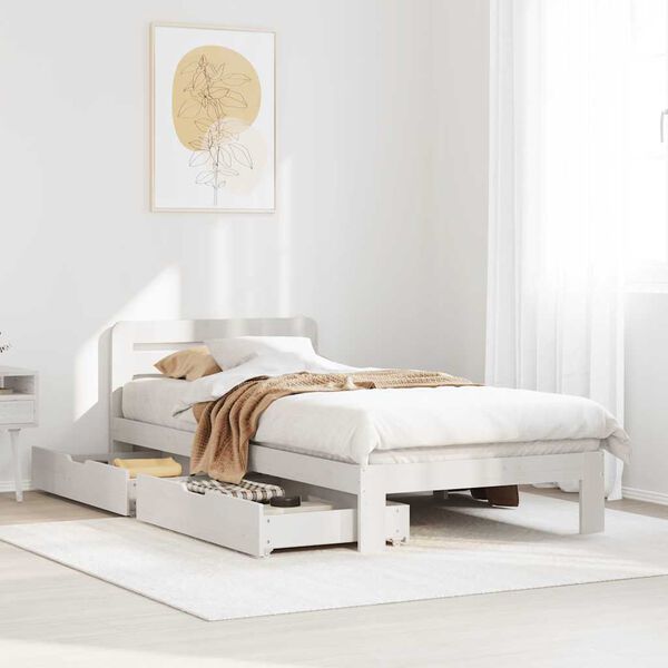 vidaXL Σκελετός Κρεβ. Χωρίς Στρώμα Λευκό 90x190 εκ Μασίφ Πεύκο