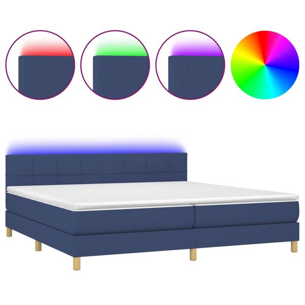 vidaXL &Kappa;&rho;&epsilon;&beta;ά&tau;&iota; Boxspring &mu;&epsilon; &Sigma;&tau;&rho;ώ&mu;&alpha; & LED &Mu;&pi;&lambda;&epsilon; 200x200 &epsilon;&kappa;. &Upsilon;&phi;&alpha;&sigma;&mu;ά&tau;&iota;&nu;&omicron;