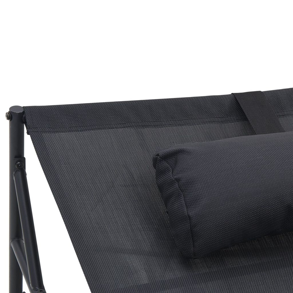 vidaXL Ξαπλώστρα Κήπου - Ανθρακί - 200x74x73 εκ. - Χάλυβας & Τεξτιλίνη