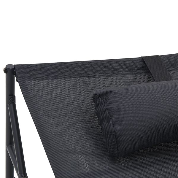 vidaXL Ξαπλώστρα Κήπου - Ανθρακί - 200x74x73 εκ. - Χάλυβας & Τεξτιλίνη