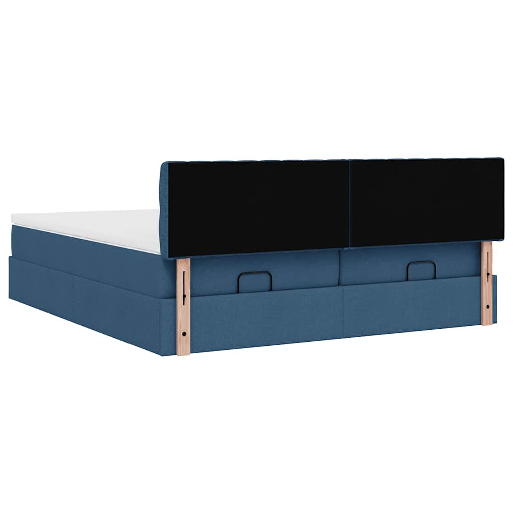 vidaXL Οθωμανικό κρεβάτι με στρώματα μπλε 180x200cm ύφασμα