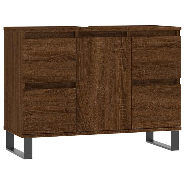 vidaXL Ντουλάπι Μπάνιου Καφέ Δρυς 80 x 33 x 60 εκ. Επεξεργασμένο Ξύλο