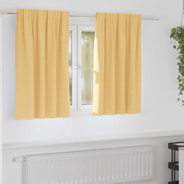 vidaXL Κουρτίνες με κουρτίνες 2 pcs Μπεζ 140 x 140 cm Πολυεστέρας