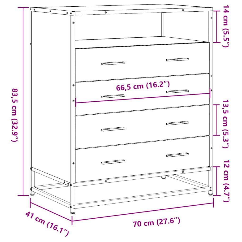 vidaXL Συρταριέρα Καπνιστή Δρυς 70x41x83,5 εκ. από Επεξεργασμένο Ξύλο