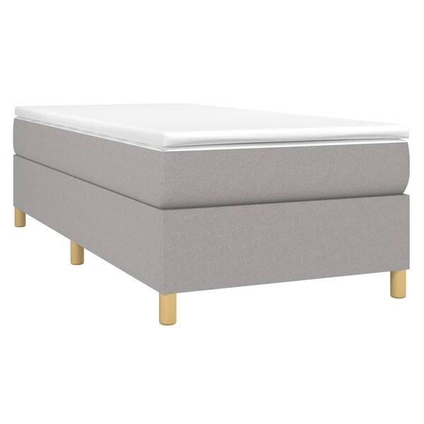 vidaXL Κρεβάτι Boxspring με Στρώμα Ανοιχτό Γκρι 90x200 εκ. Υφασμάτινο