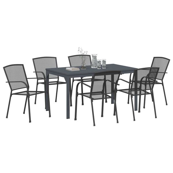 vidaXL Σέτ φαγητού για κήπο 7 pcs Ανθρακί Ατσάλι