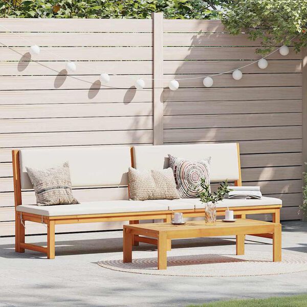 vidaXL Ξαπλώστρα με μαξιλάρι Καφέ 200 x 57 x 75εκ Μασίφ ξύλο ακακίας