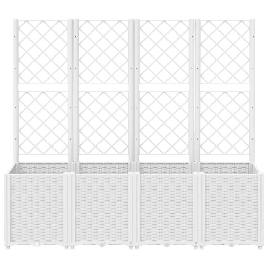 vidaXL Ζαρντινιέρα Κήπου με Καφασωτό Λευκή 160x40x140 εκ. Πολυπροπ.