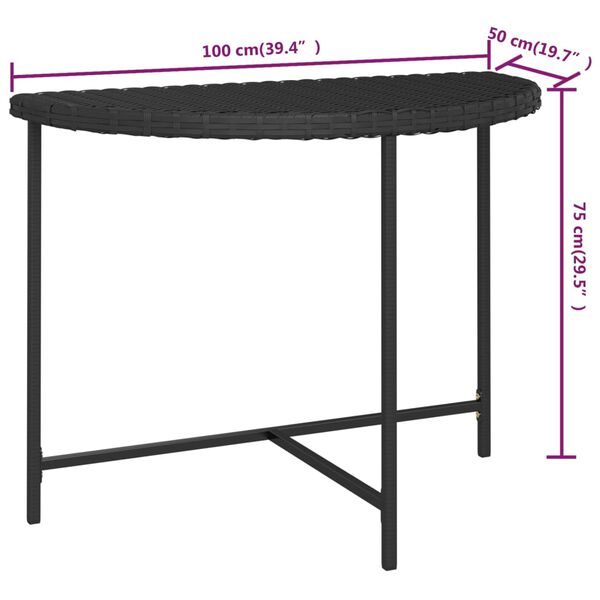 vidaXL Τραπέζι Κήπου Μαύρο 100 x 50 x 75 εκ. από Συνθετικό Ρατάν