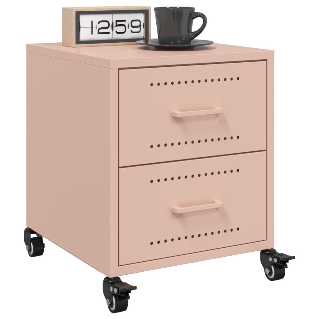 vidaXL Κομοδίνο Ροζ 36x39x43,5 εκ. από Χάλυβα