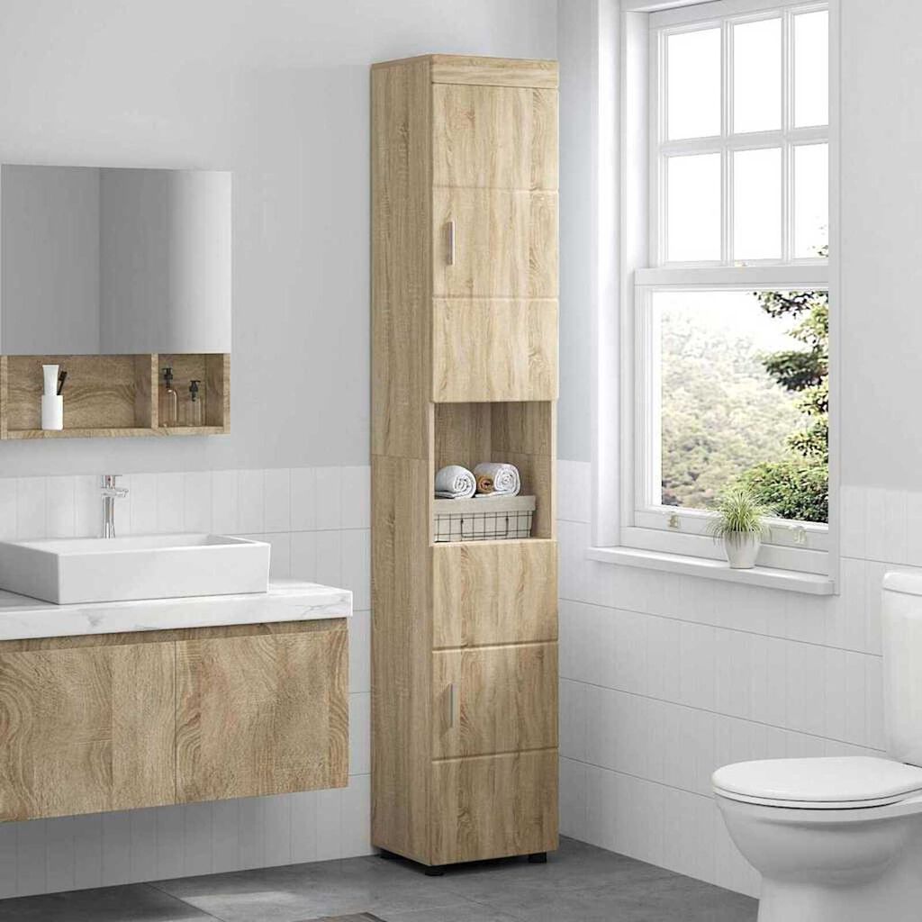 vidaXL Ντουλάπι Μπάνιου με αποθήκευση Sonoma Δρυς 37 x 31.5 x 203 εκ