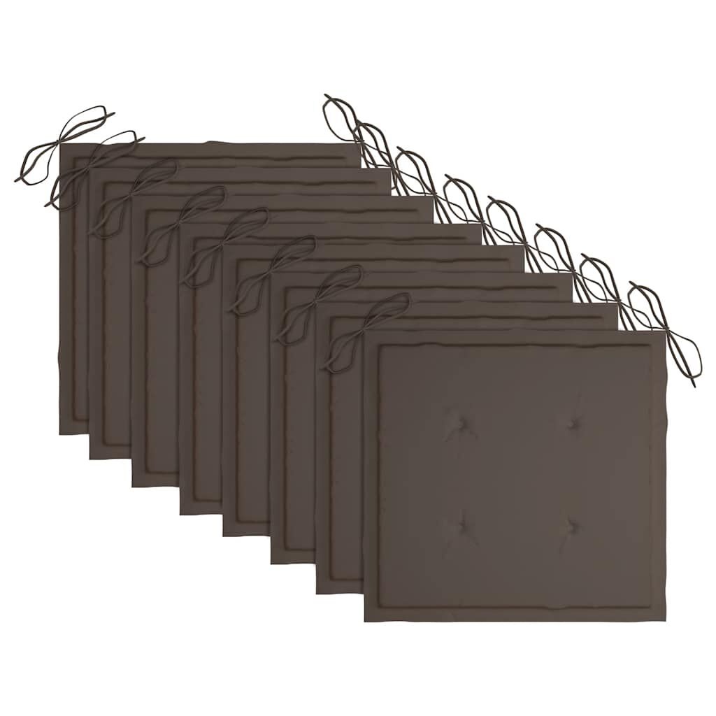 vidaXL Καρέκλες Κήπου 8 τεμ. από Μασίφ Ξύλο Teak με Taupe Μαξιλάρια