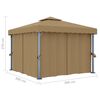 vidaXL Κιόσκι Taupe 3 x 3 μ. από Αλουμίνιο με Κουρτίνα