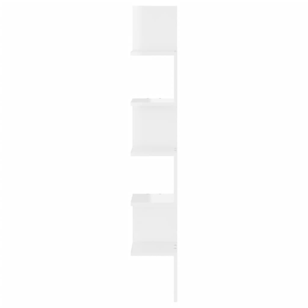 vidaXL Γωνιακή Ραφιέρα Τοίχου Γυαλ. Λευκή 20x20x127,5 εκ. Επεξ. Ξύλο
