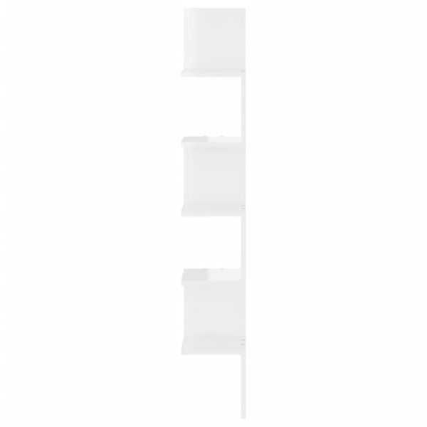 vidaXL Γωνιακή Ραφιέρα Τοίχου Γυαλ. Λευκή 20x20x127,5 εκ. Επεξ. Ξύλο