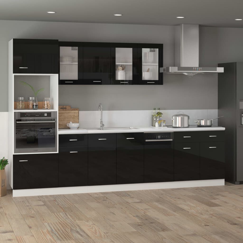 vidaXL Πρόσοψη Πλυντηρίου Πιάτων Lyon Γυαλ. Μαύρο 45x3x67εκ.