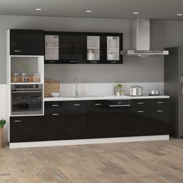 vidaXL Πρόσοψη Πλυντηρίου Πιάτων Lyon Γυαλ. Μαύρο 45x3x67εκ.