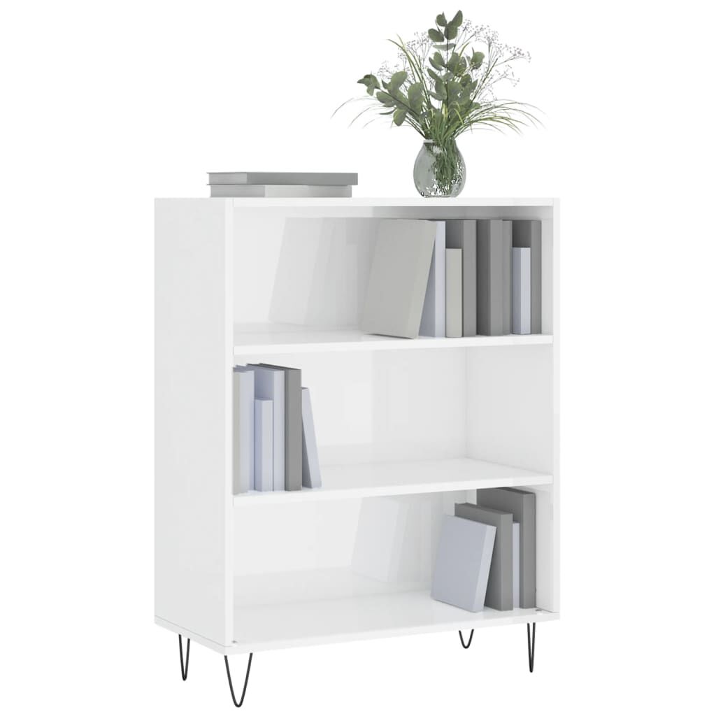 vidaXL Βιβλιοθήκη Γυαλιστερό Λευκό 69,5x32,5x90 εκ. Επεξεργασμένο Ξύλο