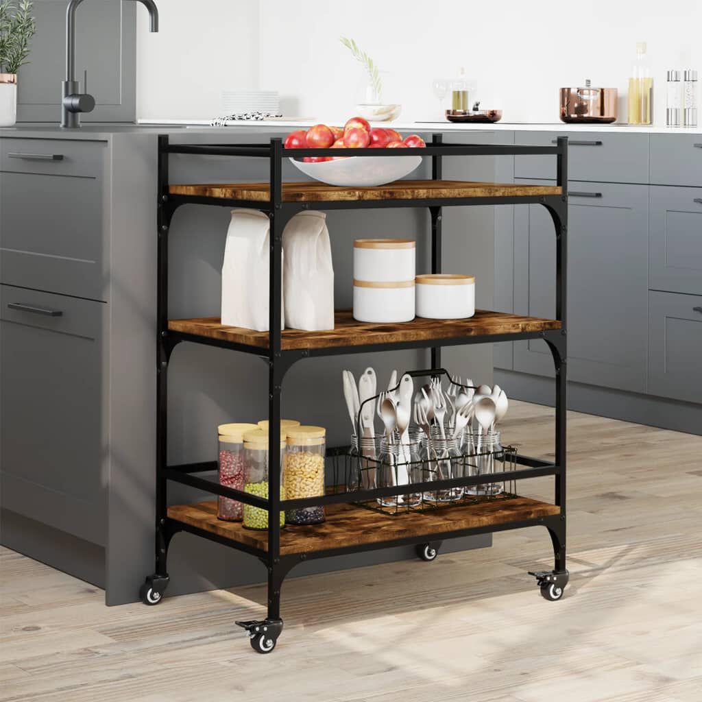 vidaXL Τρόλεϊ Κουζίνας Καπνιστή Δρυς 65x40x86,5 εκ. Επεξεργασμένο Ξύλο