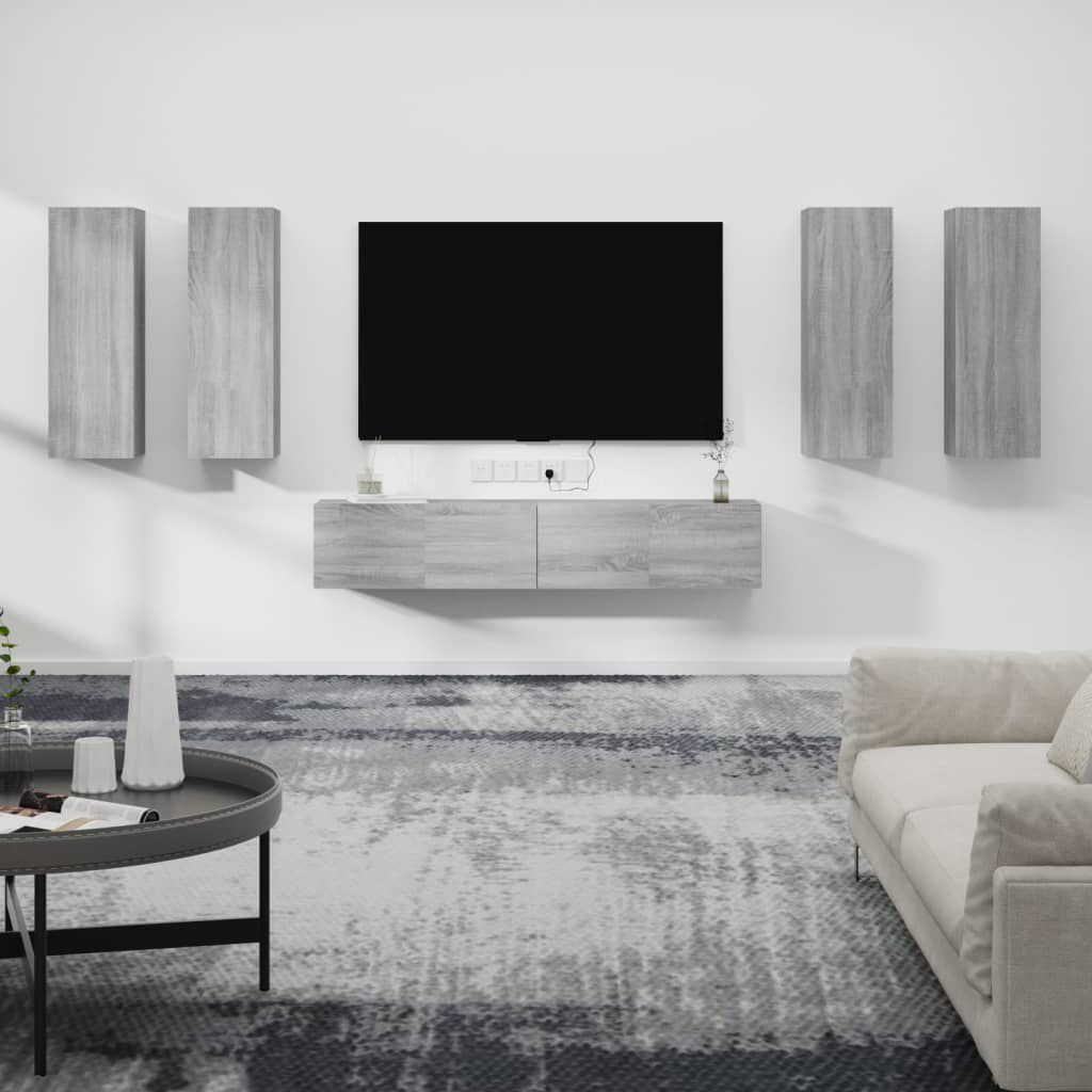vidaXL Σετ Επίπλων Τηλεόρασης 6 Τεμ. Γκρι Sonoma Επεξεργασμένο Ξύλο