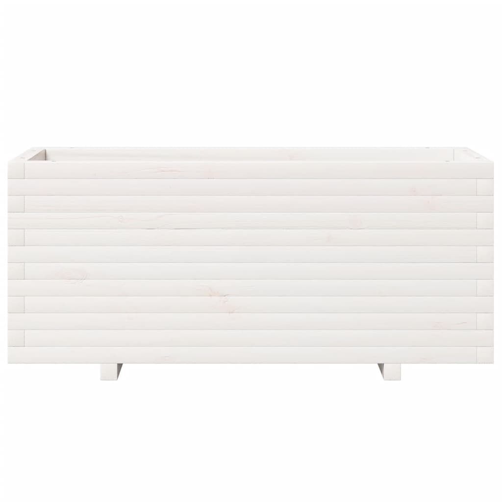 vidaXL Ζαρντινιέρα Κήπου Λευκή 110x40x49,5 εκ. από Μασίφ Ξύλο Πεύκου