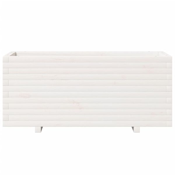vidaXL Ζαρντινιέρα Κήπου Λευκή 110x40x49,5 εκ. από Μασίφ Ξύλο Πεύκου