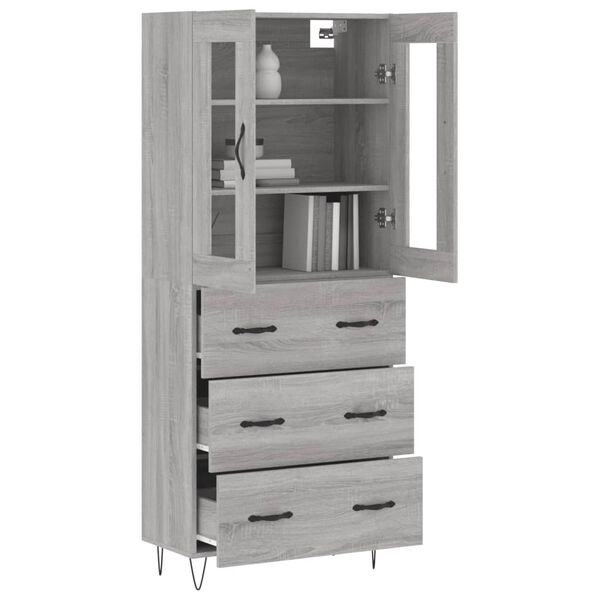 vidaXL Ντουλάπι Γκρι Sonoma 69,5 x 34 x 180 εκ. Επεξεργασμένο Ξύλο