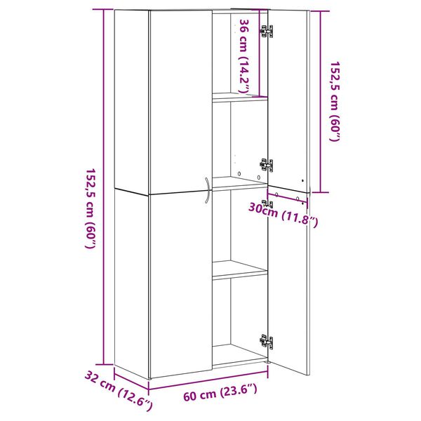 vidaXL Υψηλό Γραφείο Παλιού Ξύλου 60 x 32 x 153 εκ. - φτιαγμένο από επεξεργασμένο ξύλο.