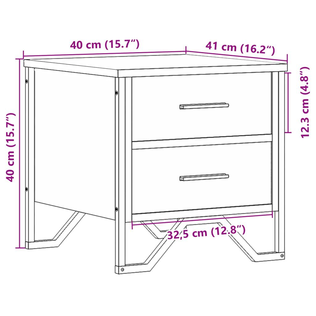 vidaXL Κομοδίνα 2 τεμ. Καπνιστή Δρυς 40x41x40 εκ. Επεξεργασμένο Ξύλο