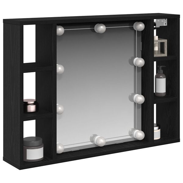 vidaXL Καθρέφτης Ντουλάπι LED - Μαύρη Δρυς - 76x15x55 εκ. - Κατασκευασμένο από Επεξεργασμένο Ξύλο