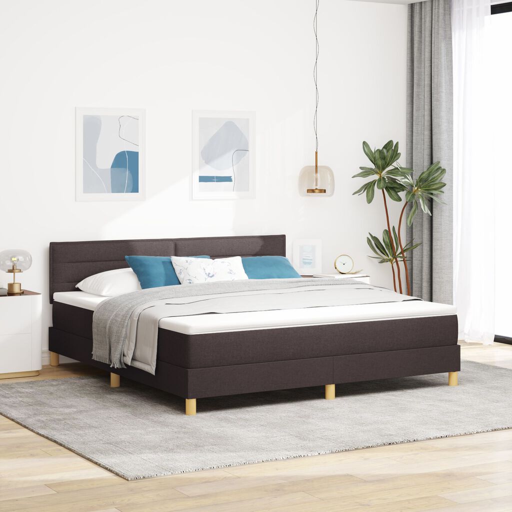 vidaXL Κρεβάτι Με Σπαστό Στρώμα Σκούρο Καφέ 180x200 εκ. Ύφασμα
